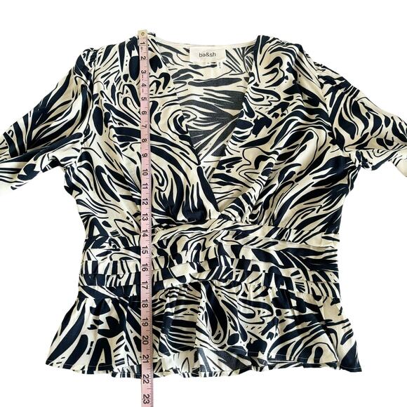 BA&SH Cae Graphic Print Draped V-Neck Long Sleeve Blouse Size Medium NWT - Picture 6 of 15